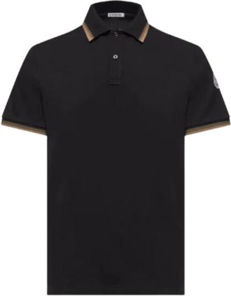 Moncler Logo Patch Polo Shirt - Heren - Polos - Zwart - M - Katoen - Tops