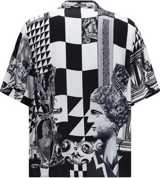 Versace Medusa Collage Print Silk Shirt - Black