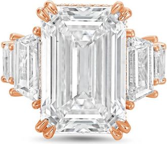 Diana M. Jewels 18kt Rose gold Lab grown 12ct Emerald Cut Diamond hidden halo fashion ring