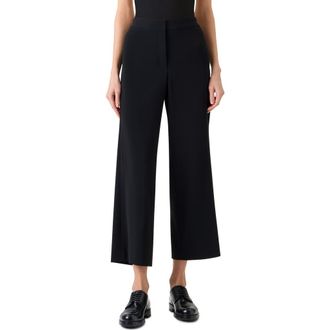 Akris Marlon Laser Cut Crepe Crop Wide Leg Pants in Black at Nordstrom, Size 12