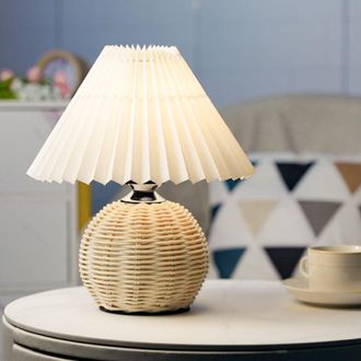 OEM L&aacute;mpara Peque&ntilde;a Plisada, Xu, Luz Tricolor, L&aacute;mpara De Mesa Led Con Pantalla Plisada Y Base De Rat&aacute;n, L&aacute;mpara De Mesilla Moderna Para Dormitorio-crezuo
