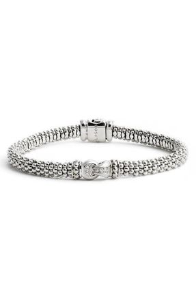 Lagos Diamond & Caviar Rope Bracelet in Silver at Nordstrom, Size Medium