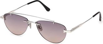 Tom Ford Astor-02 Smoke Gradient Pilot Unisex Sunglasses FT1356 16B 55