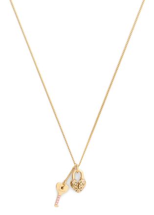 Coach Heart Padlock and key Necklace - Gold - One Size