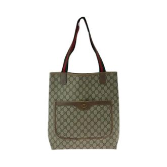 Gucci Pre-owned Tote Bags, female, Beige, Size: ONE SIZE Pre-owned Canvas Tote Bag