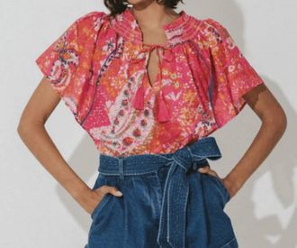 Cleobella Ayaz Blouse In Hibiscus