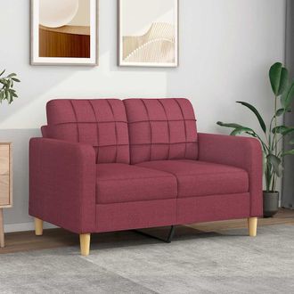 vidaXL Sof&aacute; De 2 Plazas De Tela Rojo Tinto 120 Cm Vidaxl