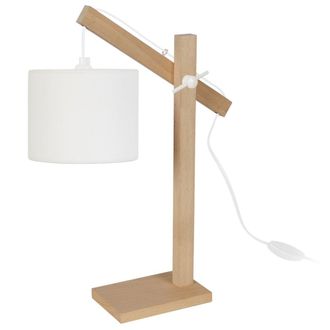 Tosel L&aacute;mpara de mesa madera natural pantalla crudo