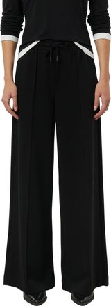 Comma Stoffhose COMMA, Damen, Gr. 36, N-Gr, schwarz, Web, Obermaterial: 100% Baumwolle, unifarben, normal lang, Hosen Stoffhose, mit weitem Bein udn Kordelz