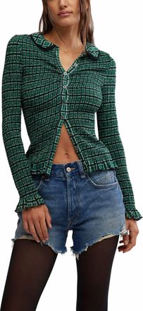Free People Caught A Feeling Cardigan In Green Combo