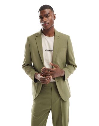 Asos slim suit jacket in dark green