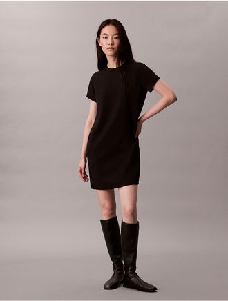 Calvin Klein Womens Mixed Media Mini Shift Dress - Black - S