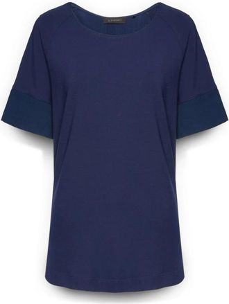 Elena Miro T-shirt met knopen op de rug - Dames - T-shirts - Blauw - XL - Nylon - Tops