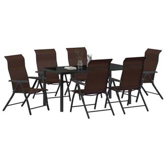 Berkfield Home Modern 7 Piece Garden Dining Set Brown Poly Rattan