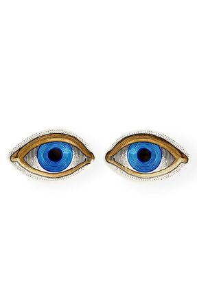 Jonathan Adler Eye Trinket Tray Set in White /Blue /Gold at Nordstrom