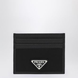 Prada Black Saffiano card case with logo triangle