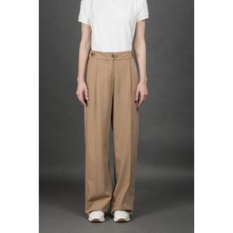Moorer Womens Light Brown Wide Trousers, Size 40