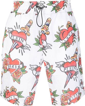 Philipp Plein Love linen shorts - men - Linen/Flax - M - White