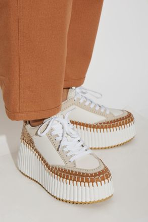 Chlo&eacute; Sports Shoes On The Nama Platform, Womens, White