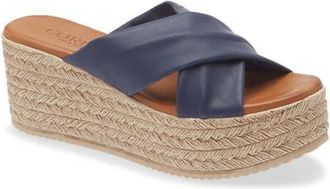 Cordani Bella Espadrille Wedge Sandal in Navy Leather at Nordstrom, Size 5.5Us