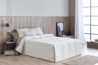 Confecciones Paula Edredón confort acolchado relleno 200 gr hojas blanco cama 135 cm