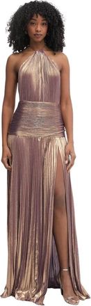 Retrof&ecirc;te Thalia Halter Maxi Jurk - Dames - Avondkleed - Paars - L - Polyester - Kleedjes