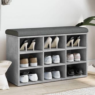 vidaXL Vidaxl - Banco Zapatero Madera De Ingenier&iacute;a Gris Hormig&oacute;n 82x32x50 Cm