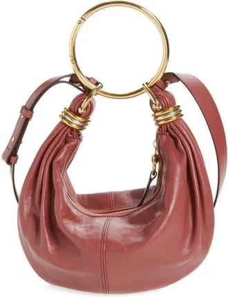 Chlo&eacute; Bracelet Leather Hobo Bag in Brunet Pink at Nordstrom