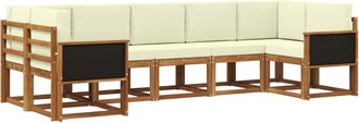 vidaXL Conjunto De Sof&aacute;s De Exterior 7 Uds. Natural Y Crema Vidaxl