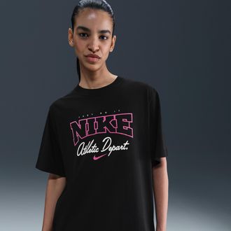 Nike Womens Nike Sportswear Loose Short-Sleeve Graphic T-Shirt in Black | IF1180-010