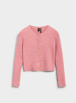 Icone Womens Fancy button ribbed cropped Cardigan Sweater