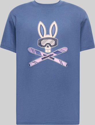 Psycho Bunny Mens Big And Tall Indigo Bunny Graphic Tee 404 GRAY BLUE / 1XLT