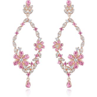 House of Frosted Meadow 14K Rose Gold Plated Sterling Silver Pink & White Sapphire Drop Earrings at Nordstrom Rack