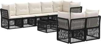 vidaXL Conjunto De Sof&aacute;s De Jard&iacute;n 9 Uds. Negro Rat&aacute;n Sint&eacute;tico Vidaxl