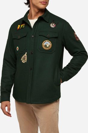 MC2 Saint Barth Wooly Green Overshirt Burton With Pockets And Patches