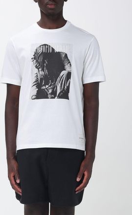 Emporio Armani T-shirt in cotone con stampa grafica e logo a contrasto