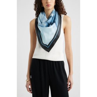 Nordstrom Printed Square Silk Scarf in Blue Watercolor at Nordstrom