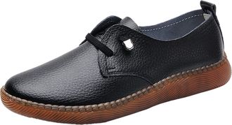 Generic Stylish Women Casual Pointed Toe Leather Slip On Shoes with Soft Flexible Sole for Everyday Comfortable Wear (Black, 6.50)