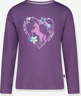 Salt And Pepper Langarmshirt mit Wende-Pailletten Einhorn M&auml;dchen SALT AND PEPPER pflaume