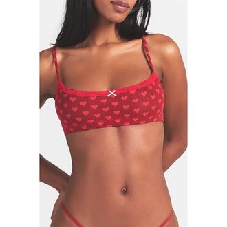 SKIMS Lightweight Stretch Cotton Pointelle Bralette in Z/dnubrick Heart Halfdropdnu at Nordstrom, Size X-Large