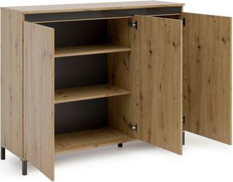 Dmora Aparador Averara, Alacena 4 Estantes, Hecho En Italia, 110x138x40h Cm Blanco