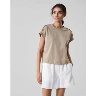 Brunello Cucinelli WomenS Wheat Stalk Short Sleeve Boxy Shirt, Size XXL
