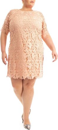 Nina Leonard Crochet Lace Sheath Dress in Blush at Nordstrom Rack, Size 1X
