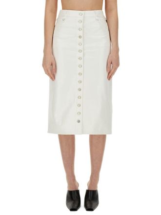 Courr&egrave;ges Midi Skirt With Front Button Detailing And Back Slit