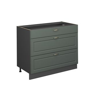 Vicco Mueble Bajo De Cocina Fame-line, Verde Dorado Casa De Campo/antracita, 100 Cm Sin Encimera, Vicco