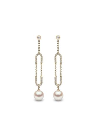 Yoko London 18kt yellow gold Trend freshwater pearl and diamond earrings - women - Diamond/18kt Yellow Gold/Freshwater Pearl - OS