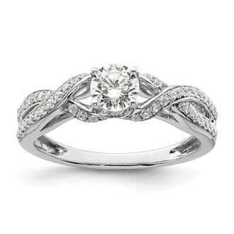 Diamond2Deal 14k White Gold Lab Grown Diamond Engagement Ring 0.72Ct Clarity- VS Color- G-H