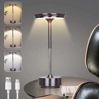 OEM L&aacute;mpara De Mesa Led Inal&aacute;mbrica, Recargable, Con 3 Temperaturas De Color, Regulable Sin Niveles, Ideal Para Interiores Y Exteriores (gris Acero)