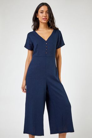 Roman Cotton Blend Culotte Jumpsuit