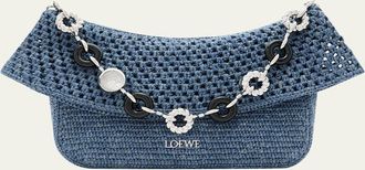 Loewe x Paulas Ibiza Ola Medium Bag in Denim-Effect Raffia